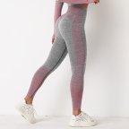 Леггинсы женские спортивные 9655 L серые с розовым