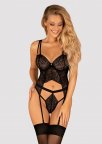 Боді з бретельками для панчох Obsessive Yaskana, Чорний, M, L