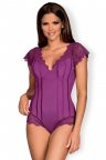 Боді непрозоре з мереживом Obsessive Moketta, Фіолетовий, L, XL