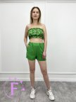 Женский топ с рюшами «Ruffie» 42, Цветы, Зеленый