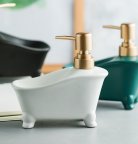 Дозатор для мыла с подставкой для мочалки Однотон 11486 350 мл белый