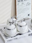 Набор банок на подставке для хранения 12059 7 предметов белый с серебристым