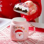 Кружка с крышкой новогодняя Santa Claus 13662 400 мл розовая