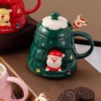 Кружка с крышкой новогодняя Merry Christmas 13664 400 мл зеленая