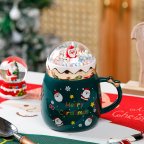 Кружка с крышкой новогодняя Santa Claus 13663 400 мл зеленая