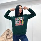 Женский батник с праздничным принтом "Christmas" Темно-зеленый, 50/52