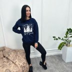 Женский свитшот с зимним принтом "Snow" Темно-синий, 42/44