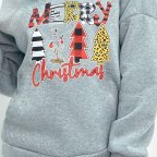 Женский батник с праздничным принтом "Christmas" Серый меланж, 42/44