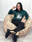 Женский свитшот с зимним принтом "Snow" Темно-зеленый, 46/48