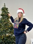 Женский батник с праздничным принтом "Christmas" Темно-синий, 50/52