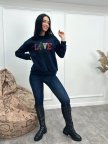 Женский свитшот с праздничным принтом "Festival" Темно-синий, 46/48