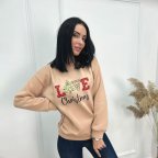 Женский свитшот с праздничным принтом "Festival" Бежевый, 42/44