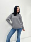 Свитшот женский с принтом сердца "Self" Турция Серый, 42/44