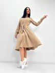 Вельветовое платье миди "Ofelia" 42/44, Бежевый