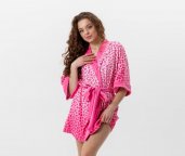 Халат женский из плюшевого велюра Розовый леопард 3421_XL 15970 XL