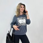 Женский свитшот с принтом зебры "Wild" 54/56, Графит
