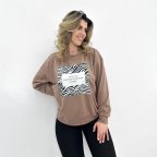 Женский свитшот с принтом зебры "Wild" 50/52, капучино