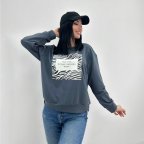 Женский свитшот с принтом зебры "Wild" 46/48, Графит