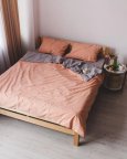 Постельное белье евро Dushka Home Вареный хлопок 20510 200х220 см персиковое с серым