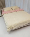 Постельное белье плюшевое семейное Dushka Home 20726 160х215х2 см кремовое с розовым
