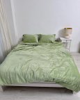 Постельное белье плюшевое евро Dushka Home 20733 200х220 см фисташковое