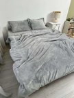 Постельное белье плюшевое евро Dushka Home 20757 200х220 см серое