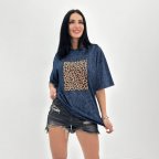 Футболка с леопардовым принтом "Roar" (Турция) Темно-синий, 42/44