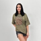 Футболка с леопардовым принтом "Roar" (Турция) Хаки, 50/52