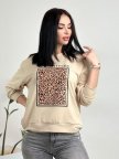 Свитшот с леопардовым принтом "Feline" Бежевый, 50/52