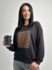 Свитшот с леопардовым принтом "Feline" Черный, 50/52