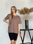 Женский комплект футболка и велосипедки в рубчик Gear 50/52, Мокко
