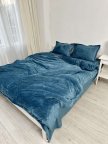 Постельное белье плюшевое полуторное Dushka Home 20824 160х215 см синее