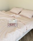 Постельное белье семейное Dushka Home Сатин Люкс 20939 160х215х2 см бледно персиковое