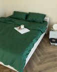 Постельное белье семейное Dushka Home Сатин Люкс 20923 160х215х2 см изумрудное
