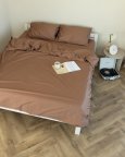 Постельное белье евро Dushka Home Сатин Люкс 20898 200х220 см капучино