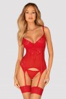 Корсет та стрінги Obsessive Ingridia corset Червоний M/L