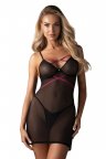 Прозора сорочка Obsessive Novenes chemise Чорна XL/2XL