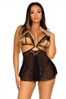 Сорочка Leg Avenue Lace and mesh babydoll & panty Чорний L