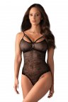 Боді з розрізом Obsessive 818-TED-1 Чорне L/XL