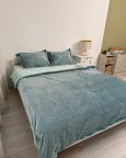 Постельное белье плюшевое евро Dushka Home 20957 200х220 см бирюзовое с мятным