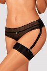 Трусики з пажами для панчох Obsessive Lanelia, Чорний, XS, S, XS/S
