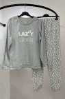 Флісова піжама з довгими рукавами Primark Lazy Mode Light Gray Світло-сіра XL