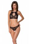 Комплект бра, трусики з ажурним декором та інтимним вирізом Passion URSULA SET, Чорний, L, XL, L/XL