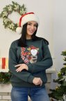 Новогодний свитшот женский "Sens" Темно-зеленый, 42/44