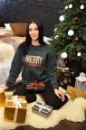 Рождественский свитшот женский "Xmas" Темно-зеленый, 50/52