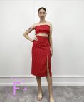 Женский топ с рюшами «Ruffie» 44, Горошек, Красный