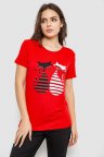 Футболка женская с принтом, цвет красный, 244R502