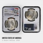 🇺🇸 NGC 1 Dollar 1922 Peace MS62 100TH ANN. Ювілейний слаб | долар Мирний в слабі США MS 62