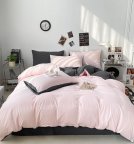 Постельное белье полуторное Dushka Home Поликотон 21193 160х215 см светло-розовое с серым