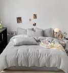 Постельное белье евро Dushka Home Поликотон 21199 200х220 см светло-серое